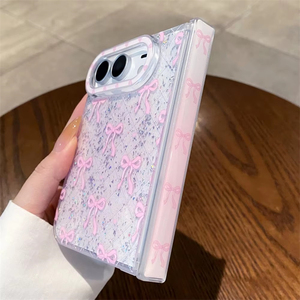 Funda de teléfono transparente con lazo brillante de lujo para iPhone Duo, protección transparente para bisagras, cubierta protectora de silicona suave a prueba de golpes - Product Image 3