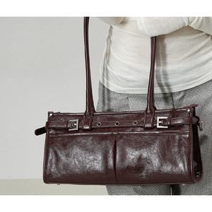Retro Brown PU for Bag Women Lady Fashion Underarm <b>Shoulder</b> Bag Two <b>Straps</b> Niche High-End Y2K Small Capacity for - Product Image 5