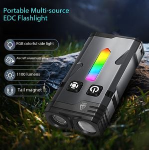 LED Keychain EDC Flashlight Magnet Work <b>Light</b> Type-C Rechargeable Torch Hat Clip Lamp Camping Pocket Lantern - Product Image 1