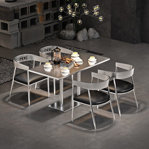 Ensemble <span class=keywords><strong>table</strong></span> et chaises de salle à manger de style industriel américain en acier inoxydable, design vert personnalisable, 2-4 places, pour hôtels et restaurants - Product Image 1