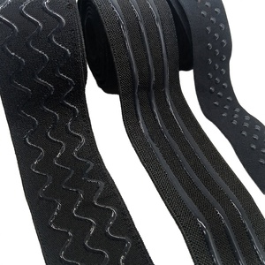 Sangles en polyester/nylon noires antidérapantes à haute élasticité pour sacs, motifs à pois ondulés, certifiées Oeko-Tex - Product Image 1