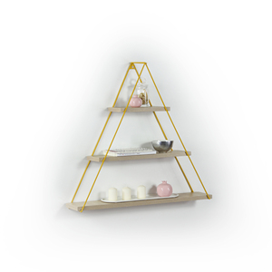 Moset <b>Floating</b> Wall <b>Shelf</b> Triangle Metal Bracket Oak Yellow For Books Decorative Display - Product Image 1
