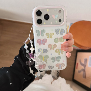 เคสโทรศัพท์ลายผีเสื้อสีสันสดใสสองชั้นสำหรับ iPhone 17 Pro Max 16 15 สำหรับสาวๆ รุ่น Spring Summer Hollow - Product Image 4