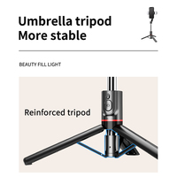 Trépied télescopique L13D en acier inoxydable léger et portable avec lumière LED pour téléphone, appareil photo et diffusion en direct