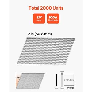 Clavos de acabado de calibre 16 DB 2 \ "2000-Count para clavadoras en ángulo de 20 ° hechas de acero al carbono galvanizado madera hierro embalado en cartón - Product Image 2