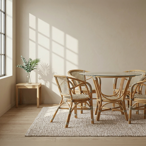 Ensemble de salle à manger en rotin Pelangi Bistro, table élégante et moderne avec chaises pour une expérience culinaire élégante, confortable et contemporaine à la maison ou à l'hôtel - Product Image 1