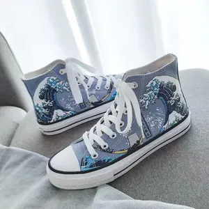 Océan Vagues Peinture Impression Toile Chaussures Paysage Marin Peintures Toile Chaussures À La Mode pour Femmes Hommes