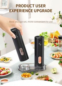 New USB Salt and <b>Pepper</b> <b>Grinder</b> With Storage Base External Adjuster Setting Spice <b>Grinder</b> - Product Image 5