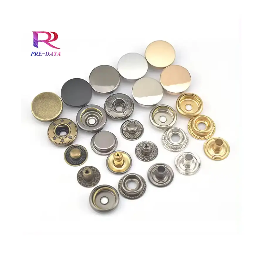 OEM garment accessories logo 4 four part press shirt bag clothing brass Zinc alloy cover custom metal snap buttons for clothes