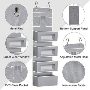 Non-Woven Fabric Hanging Organizer Collapsible 4-Shelf Wall Mount <b>Storage</b> for Clothes Over Door Organizer <b>Storage</b> for Bedroom - Product Image 3