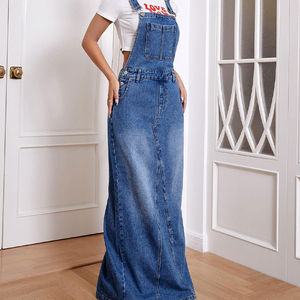 Robe de saut pour femme Denim à bretelles surdimensionné Long Denim Maxi Overall Dress pour femme - Product Image 4