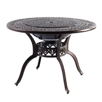 salle à manger empilable moderne de 5 pièces pour jardin d'extérieur, table de barbecue en fonte d'aluminium et chaises 4 places