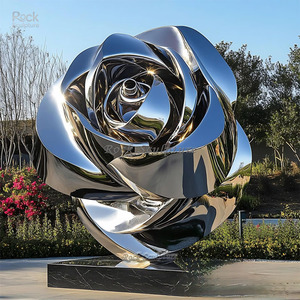 نافورة منحوتة على شكل زهرة اللوتس الكبيرة مصنوعة من الفولاذ المقاوم للصدأ، تمثال فني معدني مخصص لتزيين الحدائق - Product Image 6