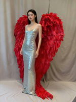 Ailes d'ange rouges faites à la main de 220 cm pour adultes, accessoires de photo pour femmes et décoration de danse, accessoire de costume de style coquillage