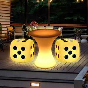 Muebles de bar al aire libre nuevo diseño mesa y sillas iluminadas de 6 lados dados remoto Rgb CAMBIO DE Color Led Cubo de luz conjunto de asiento - Product Image 3