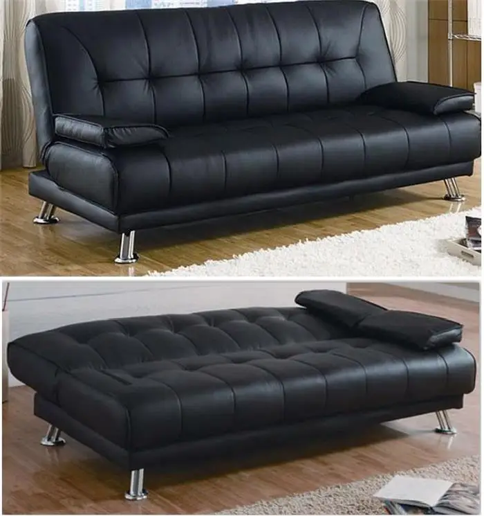 black leather corner sofa bed