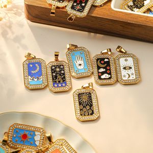 Retro fatto a mano fai da te goccia d'olio stella del sole ciondolo ciondolo con ciondolo in acciaio inossidabile tarocchi con diamanti gioielli di moda - Product Image 1