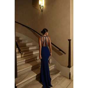 Robe de soirée pour femme Saks avec détails en perles, style robe de bal, longueur au sol, formelle pour les fêtes, tailles XS et XL, décoration en strass - Product Image 4