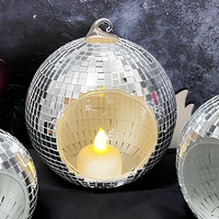 Support de bougie suspendu en verre miroir, ornement pour bougie chauffe-plat, décoration géométrique boule disco pour arbre de Noël et fête