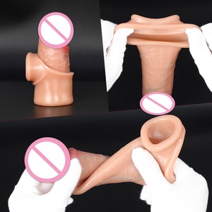 Manchon pénien réaliste en silicone liquide double couche épais, extenseur de pénis, préservatifs réutilisables grande taille pour adultes - Product Image 3