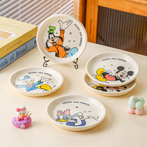 Platos de Cerámica de <span class=keywords><strong>Mickey</strong></span> y sus Amigos, Lindos Platos Redondos de Dibujos Animados, Pequeños Platos de Porcelana para Aperitivos, Vajilla para el Hogar para Servir Sushi - Product Image 1