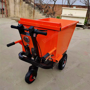 Chariot à benne basculante électrique en métal orange, petit chariot motorisé avec poignée et roues - Product Image 5