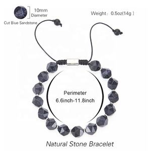 Bracciale in sodalite con mappa sfaccettata naturale da 10MM, braccialetti con perline yoga in corda intrecciata regolabile, bracciale con occhio di tigre intrecciato personalizzato - Product Image 3