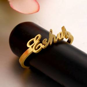 Nome anello personalizzato regolare banda aperta targhetta personale anelli in acciaio inox Unisex - Product Image 3