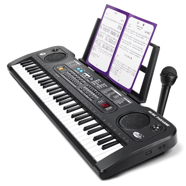 61 Key Electronic Keyboard Piano with Keyboard Stand, Digital Portable Synthesizer Keyboard for Beginners
