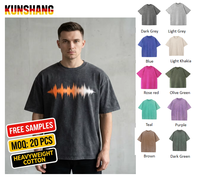 T-shirt vierge en coton épais 280g pour homme, style streetwear, coupe oversize et carrée, motif personnalisé, vente en gros, effet vintage et délavé à l'acide