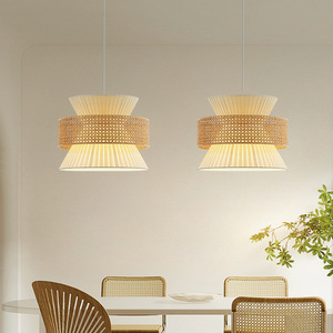 Lámpara colgante redonda de crema E27 Led para el cuidado de los ojos, para comedor, dormitorio, sala de estar, bar, estudio, iluminación minimalista, elegante y Vintage - Product Image 3