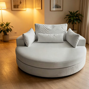 Sofá Redondo de Lujo de 140 cm de Diámetro, Relleno de Espuma Comprimida de 5 Capas, Sofá Redondo Cómodo con Cojines Decorativos - Product Image 2