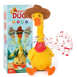 Brinquedos de pelúcia de pato amarelo, pato dançador