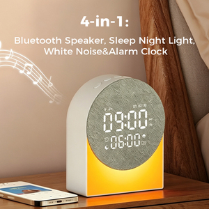 2000 mAh Rechargeable Bluetooth 5.3 Sleeping Speaker <b>Digital</b> <b>Clock</b> Radio Alarm Night Light White Noise Bedside Audio for Home - Product Image 2