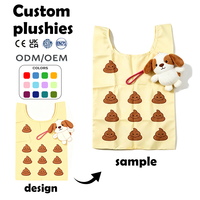 Sac de courses pliable personnalisé avec image de dessin animé, sac fourre-tout en peluche anti-déchirure en forme de chien, logo OEM, écologique, portable pour la vente en gros