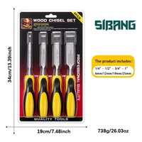 Kit de ciseaux à bois professionnels 4 pièces, ciseaux à double matériau avec poignée antidérapante pour projets de réparation de menuiserie domestique
