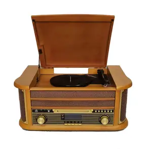 Tốt nhất bán 3 tốc độ retro đài phát thanh gramophone bằng gỗ hoài cổ Stereo Turntable