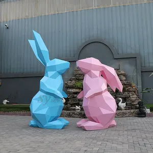 शीसे रेशा जीवन आकार पशु मूर्ति मूर्तिकला राल खरगोश आंकड़े नृत्य शीसे रेशा खरगोश मूर्तिकला बनी मूर्तियों