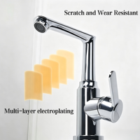 Robinet de lavabo rotatif en acier inoxydable chromé de haute qualité, très vendu, avec cartouche céramique pour installation salle de bain/chambre, garantie 5 ans