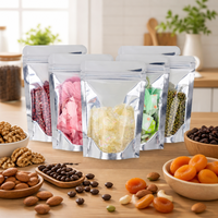 Sachet Doypack en Mylar argenté avec fenêtre transparente et fermeture éclair refermable, en feuille d'aluminium, pour emballage alimentaire, vente en gros OEM