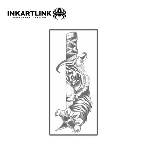INKARTLINK Autocollant Tatouage Tigre, Esthétique Samouraï, Poignard, Katana, Traditionnel Japonais, Roi de la Jungle, Prédateur, Esthétique Herbacée, 15 Jours, Vente en Gros - Product Image 3