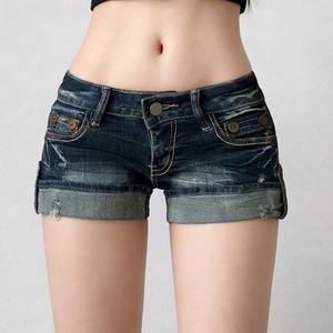 Shorts décontractés pour femmes, style streetwear Y2K, denim délavé, déchiré, taille basse, coupe régulière, été - Product Image 5