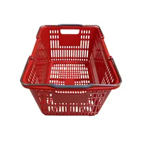 Venta al por mayor de plástico del supermercado personalizado cesta de la compra con mango de metal para la tienda