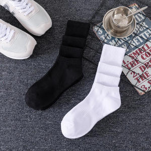 Men's Solid Color Crew <b>Socks</b> 100% Cotton Knitted Breathable Daily Wear Autumn Style <b>Black</b> - Product Image 4