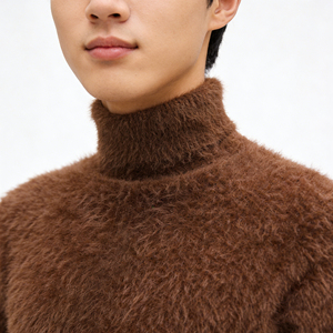 Pull à <span class=keywords><strong>col</strong></span> <span class=keywords><strong>roulé</strong></span> <span class=keywords><strong>marron</strong></span> chaud et moelleux pour <span class=keywords><strong>homme</strong></span>, <span class=keywords><strong>col</strong></span> semi-haut sans couture, pull léger de luxe pour le froid - Product Image 5
