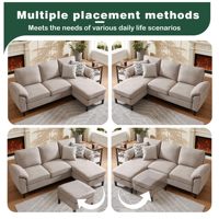 Sofá Seccional Convertible en Forma de L, Sofá de 3 Plazas con Chaise Longue Reversible con Espacio de Almacenamiento, Sofás Modernos de Tela para Apartamentos Pequeños