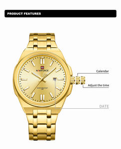 Reloj de Pulsera NAVIFORCE 9226 <span class=keywords><strong>GGG</strong></span> Dorado con Esfera Grande de Acero Inoxidable y Cuarzo para Hombre, Resistente al Agua, Venta al por Mayor de Fábrica, Reloj Masculino Económico - Product Image 5