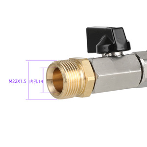 Vanne à bille en acier inoxydable, port 1/4 pouces, filetage 22 mm pour tuyau d'eau, pression de fonctionnement 700 Psi - Product Image 2