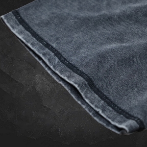 Camisetas personalizadas de cuello redondo, estilo streetwear, de hombros caídos, gruesas, lisas, 100% algodón, extragrandes, con efecto lavado, para hombre. - Product Image 4