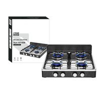 Table de cuisson à gaz en fonte à quatre brûleurs de style européen avec support antidérapant, GPL, classe A en termes d'efficacité énergétique, type table.